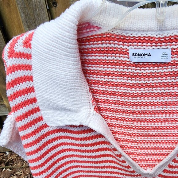 *NWT* XXL Sonoma Goods For Life Collared Sweater Vest Red & white - Picture 4 of 12